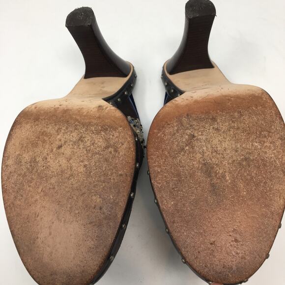 Cole Haan Brown & Blue Embroidered Mules 9.5 - Picture 11 of 11